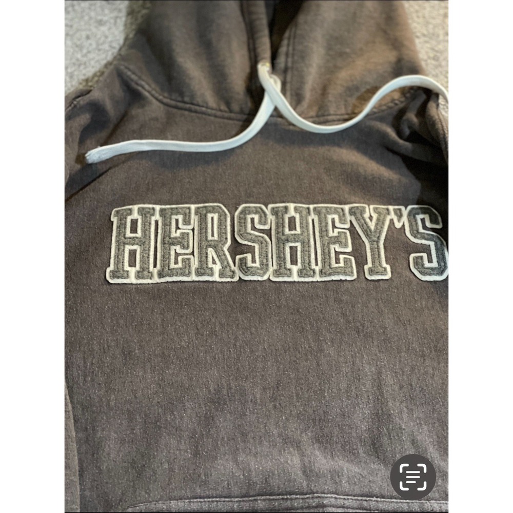 Vintage Hershey's Pro-Weave Hoodie‎ Gray XL Heavyweight Embroidered Sweatshirt